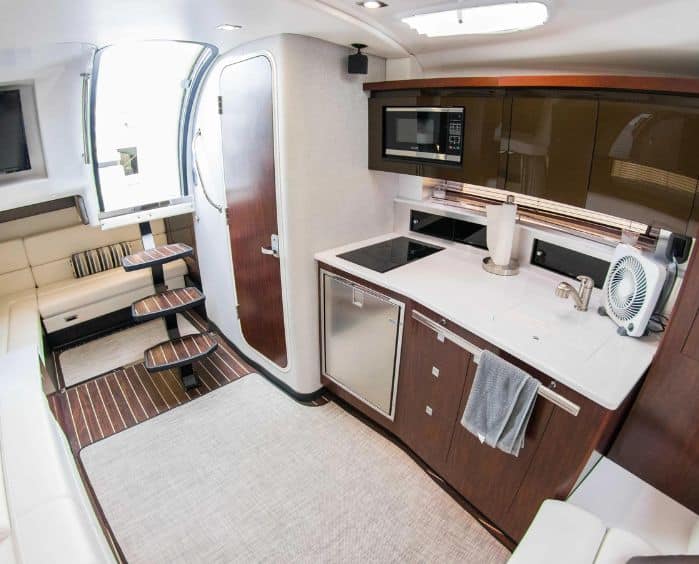 Yacht leasing interior and kitchen