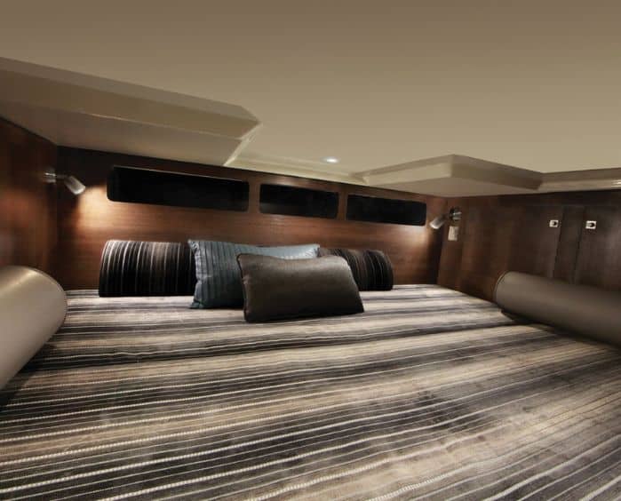 Luxury charter boat interior and sleeping area 