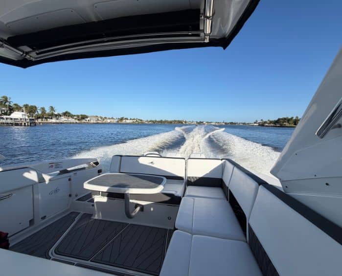 Luxury charter boat interior and sleeping area 